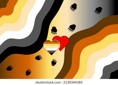 La bandera del orgullo del OSO o la bandera de color marrón incluyen a un hombre que tiene el pelo corporal o el pelo facial y es erotizado por la comunidad gay de la organización LGBT. Vector. 
