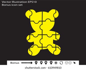 Bear puzzle icon, vector illustration eps10