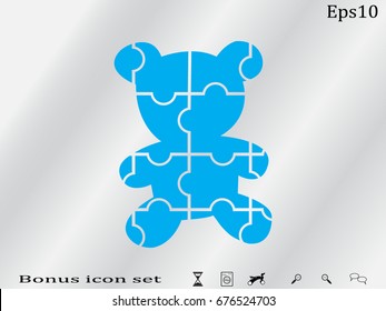 Bear puzzle icon, vector illustration eps10