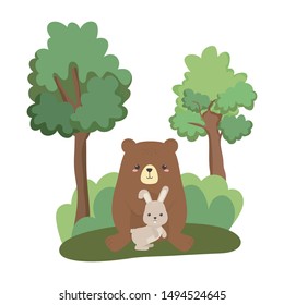 Bear and rabbit cartoon vector design