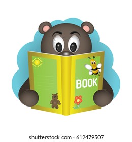 Bear reading a book. Children's book