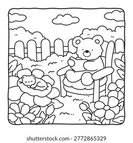 Bear Reading Book Coloring