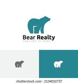 Plantilla de logotipo de puerta abierta de la casa inmobiliario Bear Realty