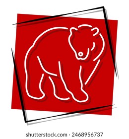 bear red banner. Vector illustration.