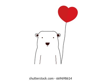 bear and red heart illustration