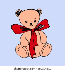 Bear with red lentochkoy.Vektor