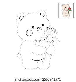 Bear and red rose