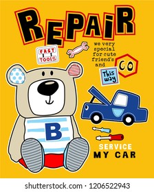 bear with repair,animal vector illustration