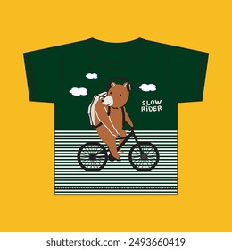 bear rides around on a leisurely bike,design cartoon vector illustration