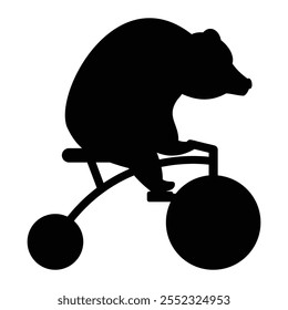 Bear Riding a Retro Bicycle in a Fun Vintage Style