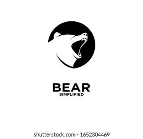 Bear roar head circle logo icon design vector illustration