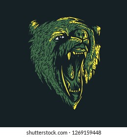 Bear Roar Illustration Vector Hand Drawing Style