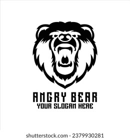 bear roaring logo angry face design