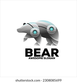 Bear robot gradient logo design illustration