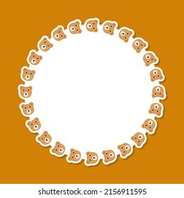 Bear with round frame for banner, poster, and greeting card
