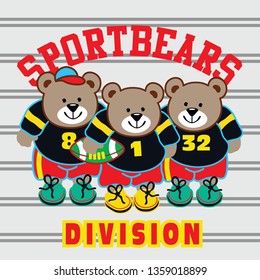 bear rugby team cartoon vector illustration