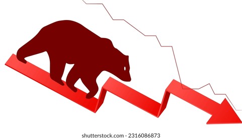 Tendencia del mercado de la criptografía o de las acciones de los mercados de la corteza o de la corteza. Intercambio comercial, gráfico de flecha roja hacia abajo para la disminución de las tasas. Gráfico de beneficios de precio de criptodivisa y blockchain. El auge de la economía mundial.
