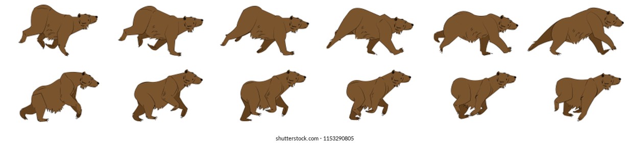 Bear Run Cycle Animation Sprite Sheet