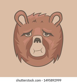 Bear sad expression, Mascot Illustration