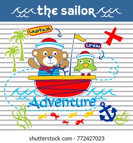 bear the sailor funny cartoon,vector illustration