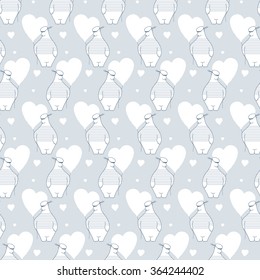 Bear sailor pattern congratulates with Valentine's Day