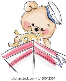 bear sailor, vector art, sweet bear.