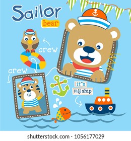 bear the sailorman funny animal cartoon,vector illustration svg