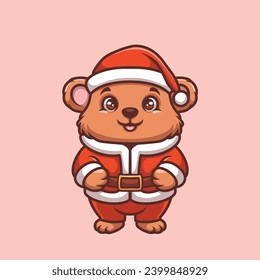 Bear Santa Cute Creative Cartoon Illustration