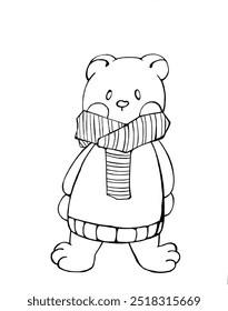 bear in a scarf. coloring book for children