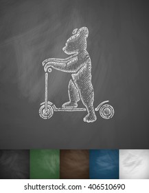 bear scooter icon. Hand drawn vector illustration