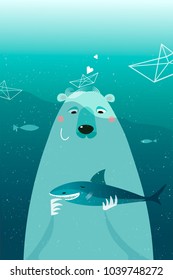 bear sea fish heart