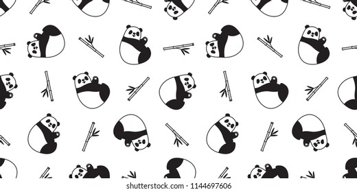 bear seamless panda vector polar bear pattern bamboo teddy scarf isolated tile background cartoon repeat wallpaper illustration white