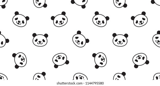 bear seamless panda vector polar bear pattern teddy scarf isolated tile background cartoon repeat wallpaper doodle illustration white