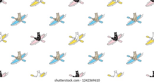 Bear seamless pattern boat vector polar bear kayak boating scarf isolated repeat wallpaper tile background