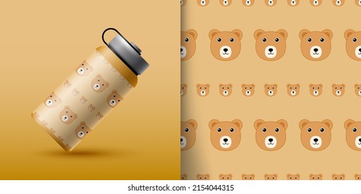 Bear seamless pattern with bottle