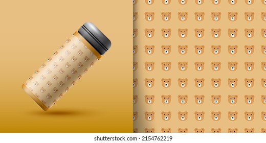 Bear seamless pattern with bottle