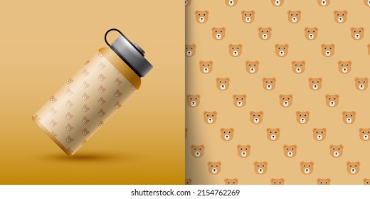 Bear seamless pattern with bottle