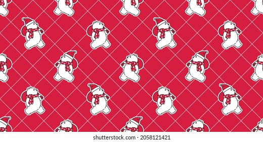 bear seamless pattern Christmas polar vector Santa Claus hat checked teddy cartoon repeat wallpaper tile background illustration scarf isolated doodle design