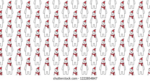 Bear seamless pattern Christmas vector Polar Bear Santa Claus Xmas cartoon scarf isolated tile background repeat wallpaper gift wrap paper