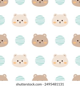 Bear seamless pattern design for background, wallpaper, fabric, textile design, card , wrapping paper , notebook, carpet, diary cover, blanket, blanket for kids, decorative,  and etc.