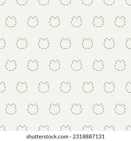 Bear seamless seamless pattern. Head teddy bear dash line. Cute pet and animal cartoon character vector cross line template design for wrapping, textile, wallpaper, background, paper, phone case.