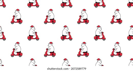 bear seamless pattern polar christmas santa claus bike cartoon 