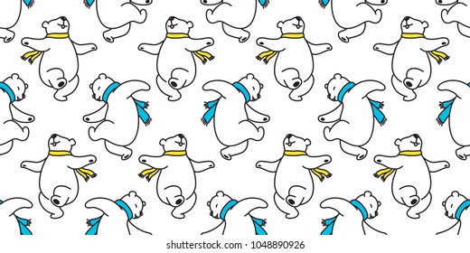 Bear seamless pattern polar bear dancing vector isolated wallpaper illustration cartoon background white