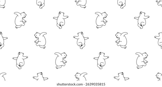 bear seamless pattern polar bear dancing dance vector cartoon doodle teddy blue gift wrapping paper tile background repeat wallpaper scarf isolated illustration design