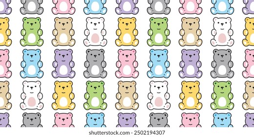 bear seamless pattern polar bear doll teddy vector pastel pet doodle cartoon gift wrapping paper scarf isolated repeat wallpaper tile background illustration design
