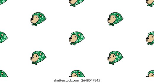 bear seamless pattern polar bear hair tie kerchief vector face head japan cartoon doodle teddy gift wrapping paper tile background repeat wallpaper scarf isolated illustration design