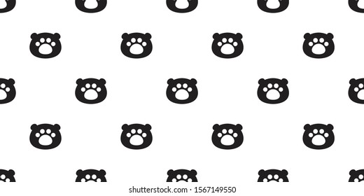 Bear seamless pattern polar bear head vector paw footprint scarf isolated teddy cartoon repeat background tile wallpaper illustration doodle design