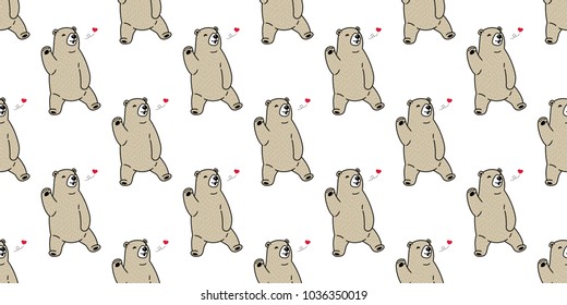 Bear seamless pattern polar bear heart valentine isolated vector wallpaper background illustration cartoon doodle