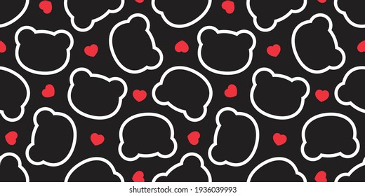 bear seamless pattern polar heart valentine vector head repeat wallpaper teddy scarf isolated cloud cartoon illustration tile background illustration doodle design