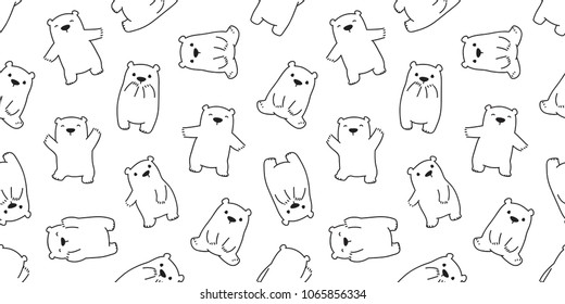 bear seamless pattern polar bear panda vector doodle isolated background repeat wallpaper